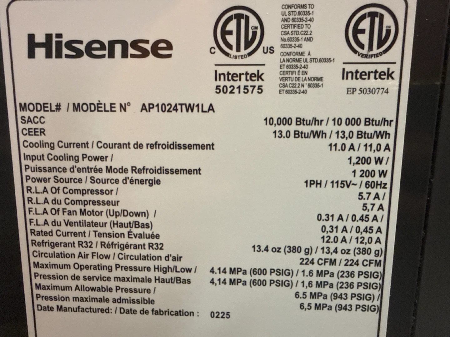 (Dual Hose) Hisense Portable Air Conditioner - photo 2