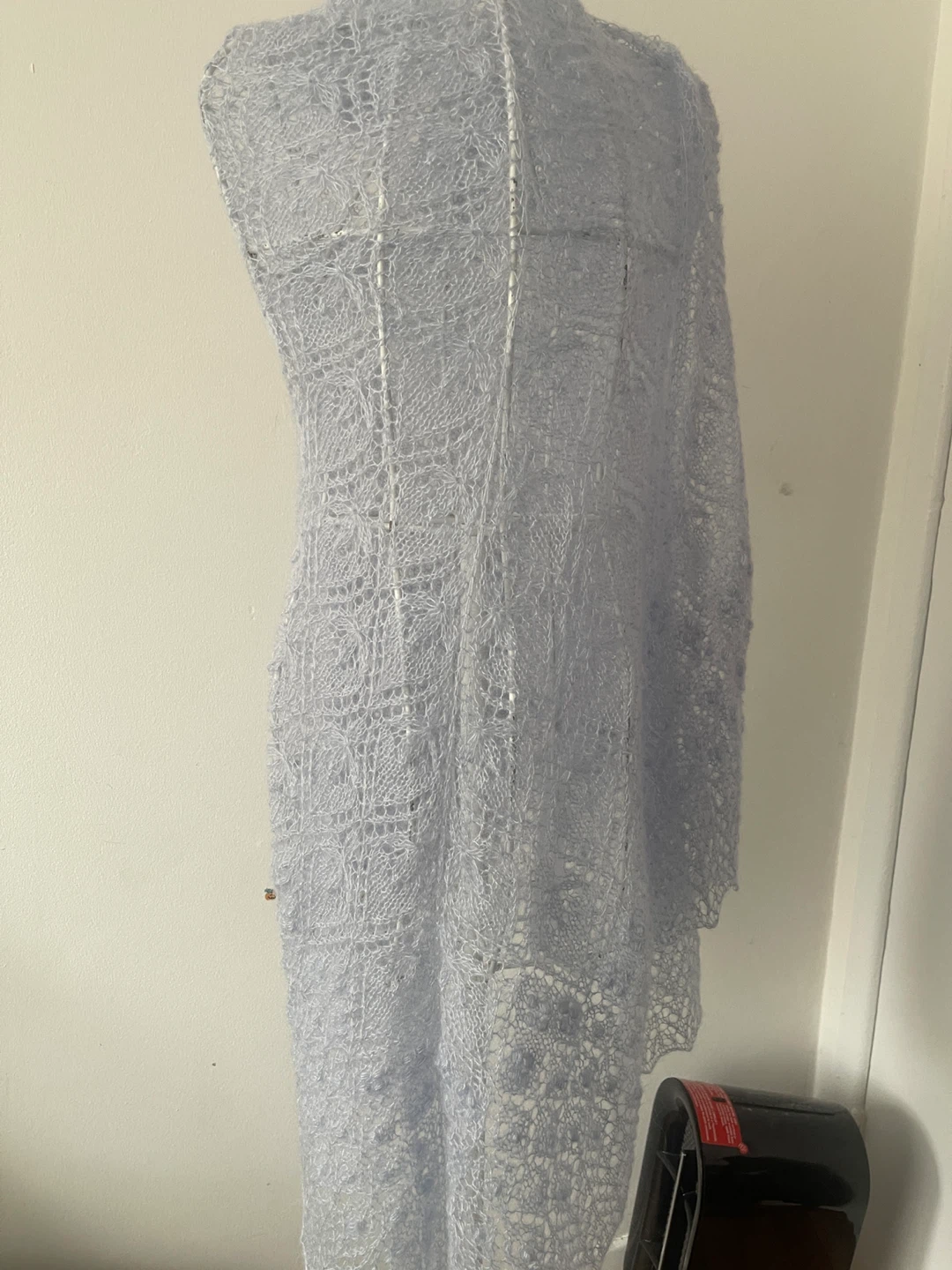 Hand Knitted Lace Shawl - Light Blue - photo 2