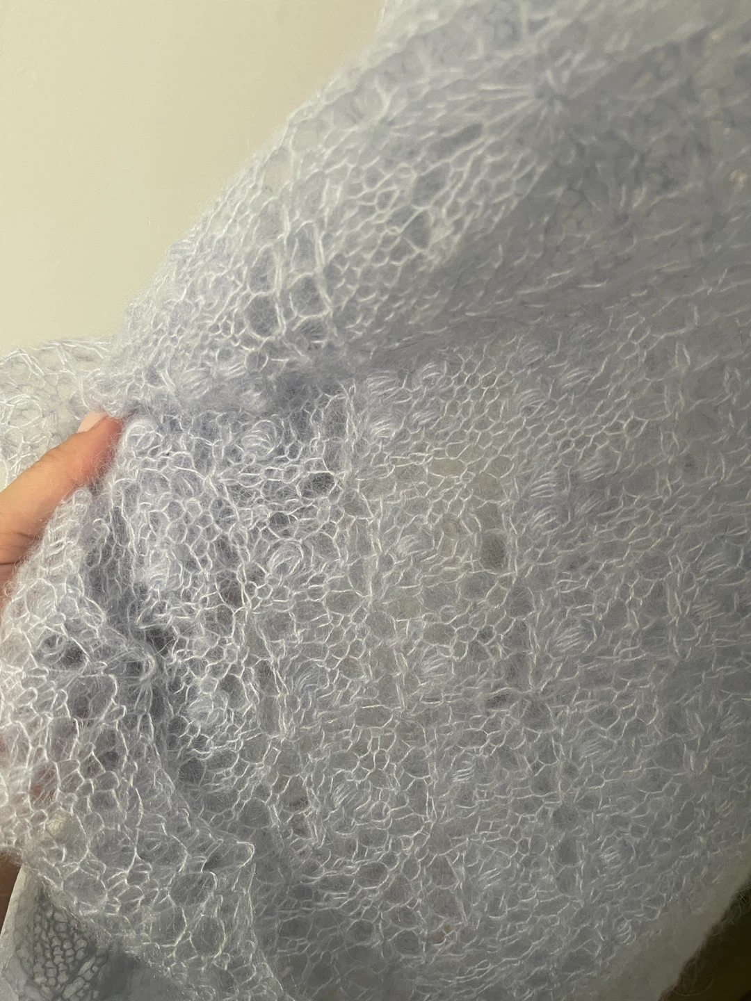 Hand Knitted Lace Shawl - Light Blue - photo 4