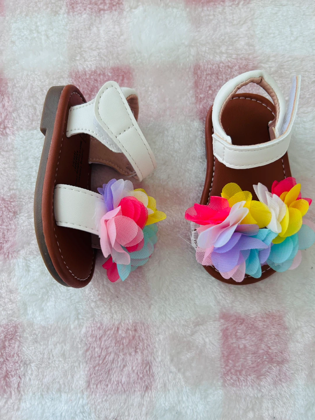 Baby Sandals, Gold & Floral, Size 17 - photo 2