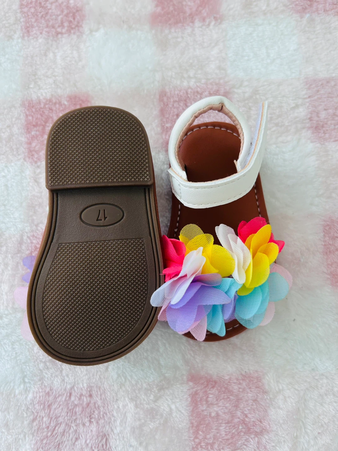 Baby Sandals, Gold & Floral, Size 17 - photo 3