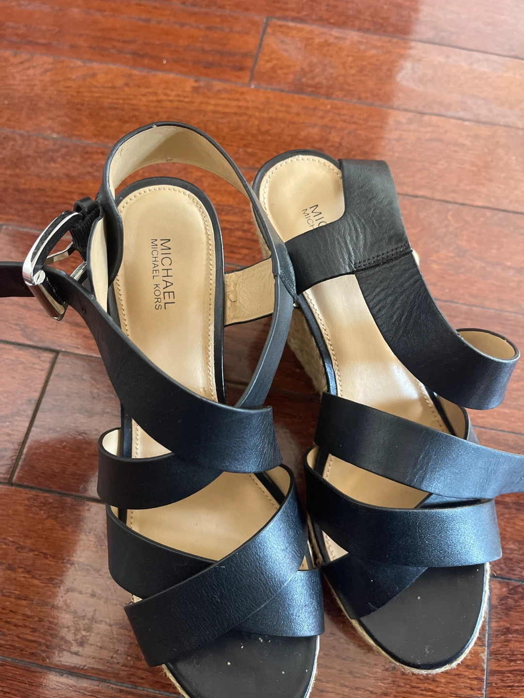 Michael Kors Black Wedge Sandals Size 6M