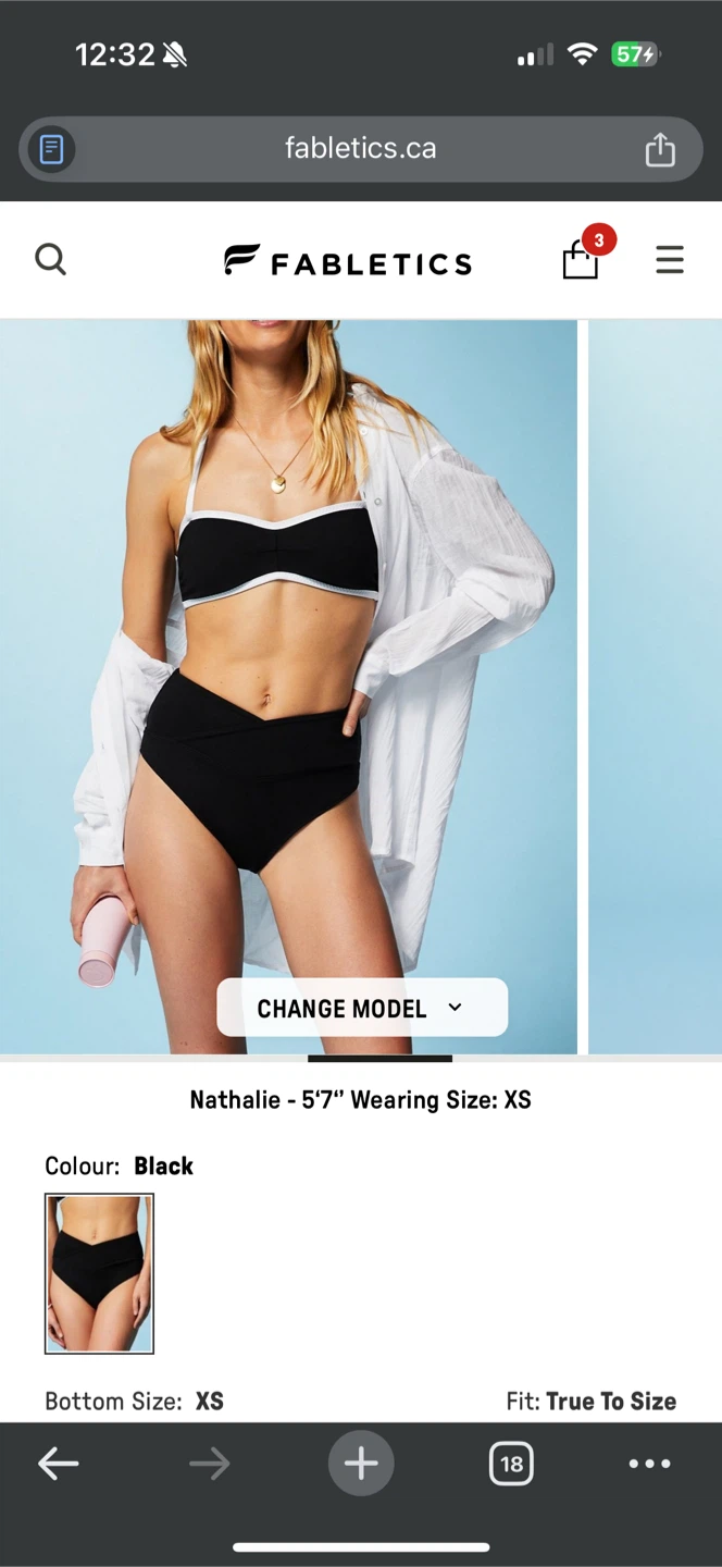 Fabletics  Black Bikini Set - Size XS- new
