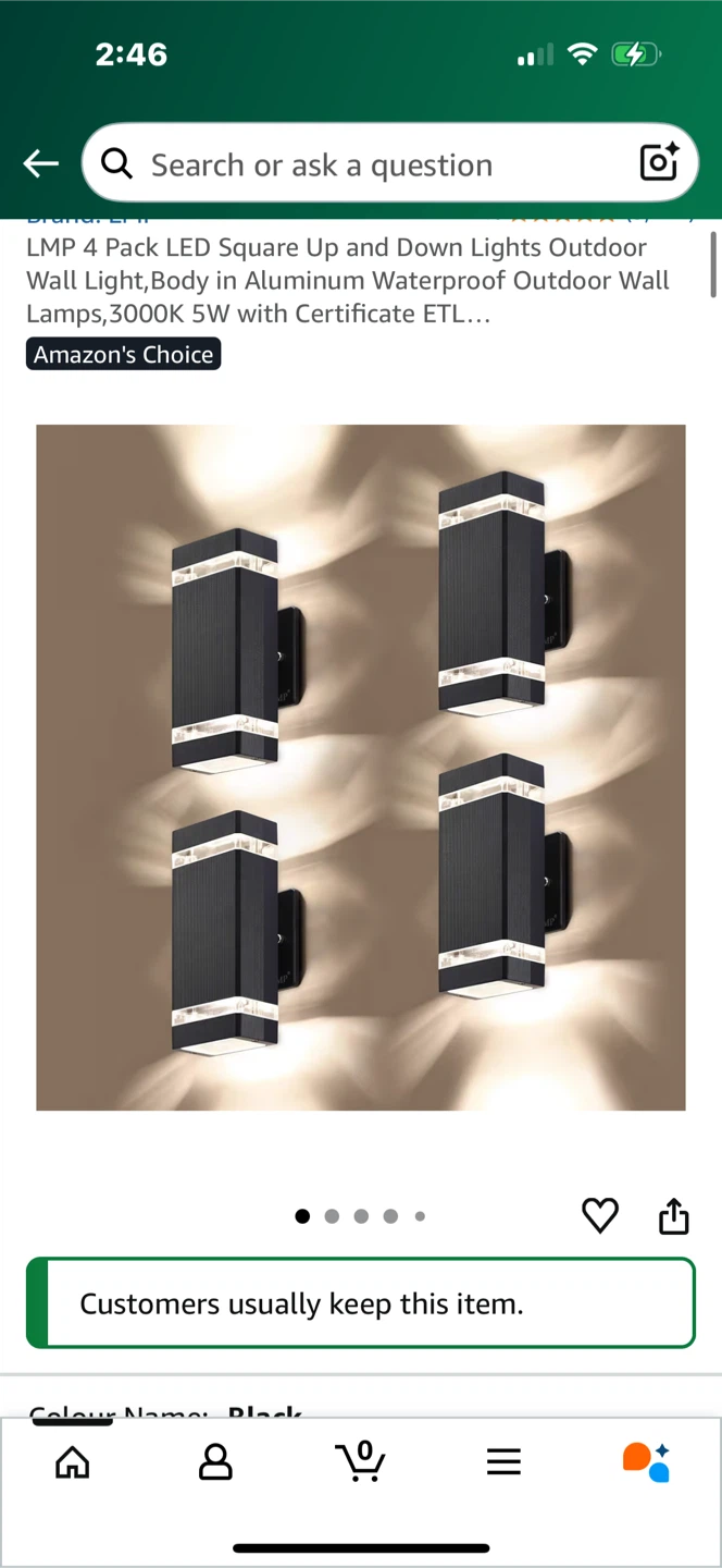 NEW LMP 4 Pack LED Outdoor Wall Lights - Black