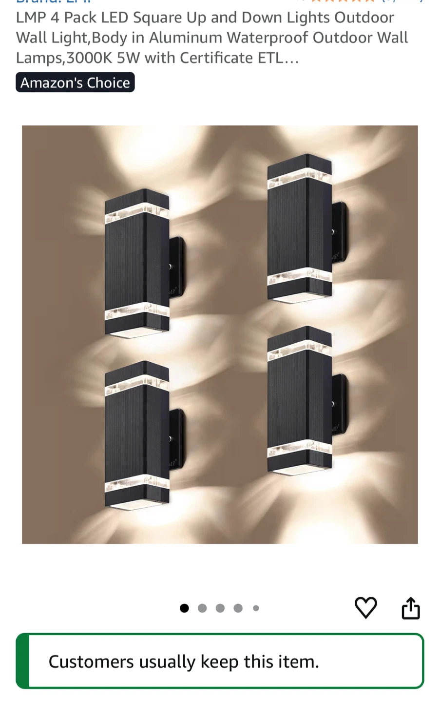 NEW LMP 4 Pack LED Outdoor Wall Lights - Black - photo 3