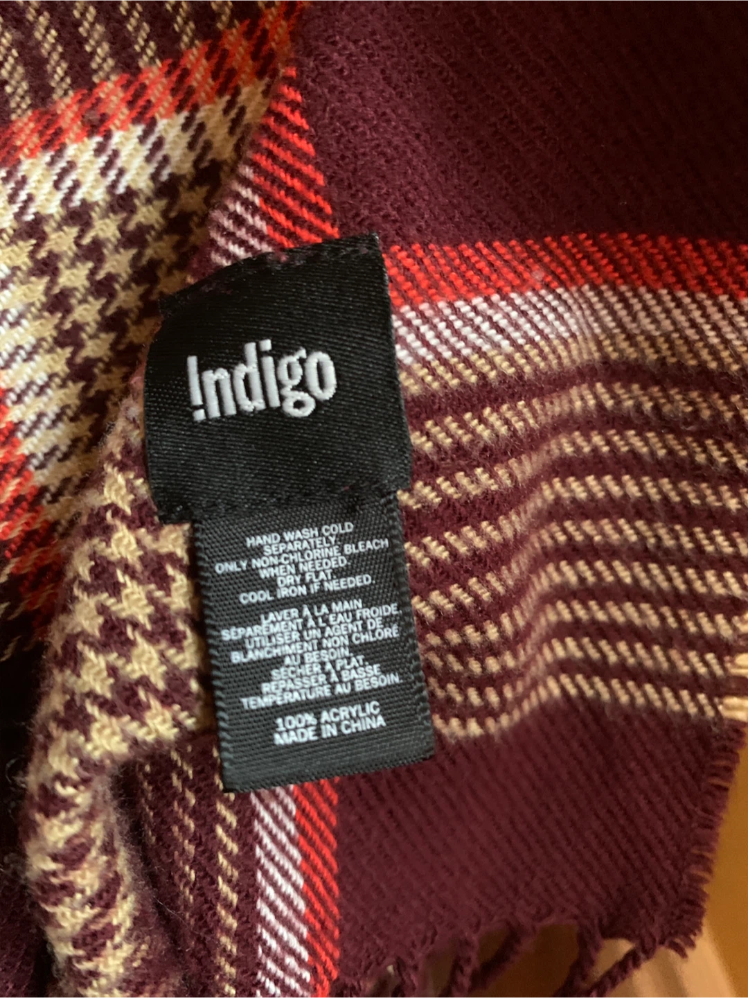 Indigo Burgundy Plaid Scarf/Wrap - photo 4