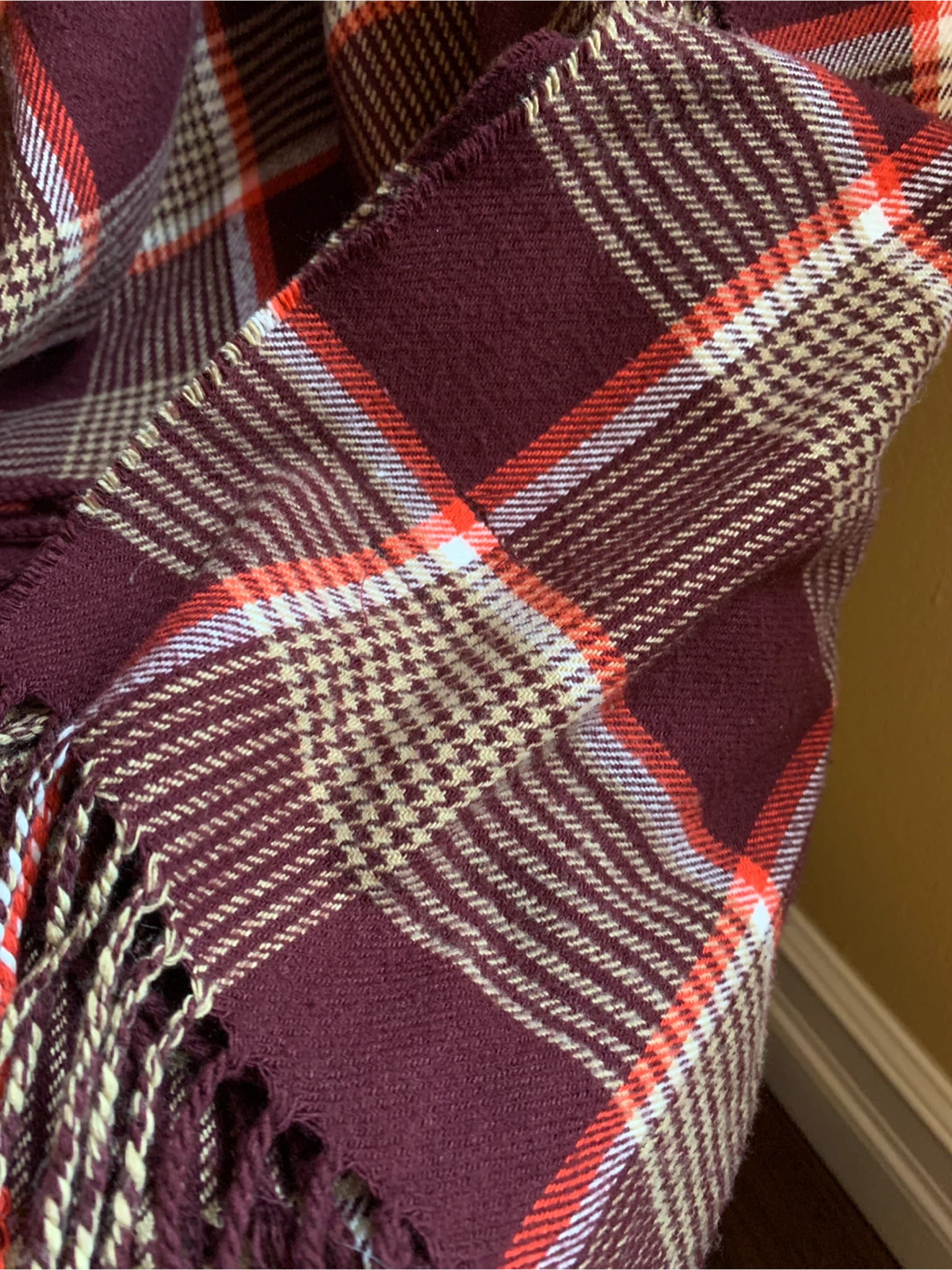 Indigo Burgundy Plaid Scarf/Wrap - photo 5