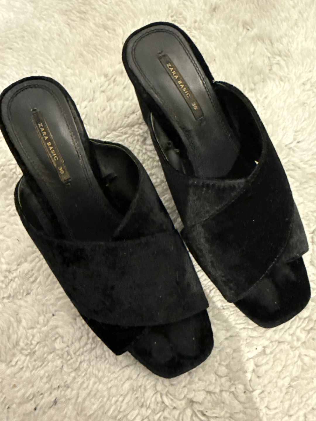 Zara Basic Black Velvet Heels - Size 36 - photo 2
