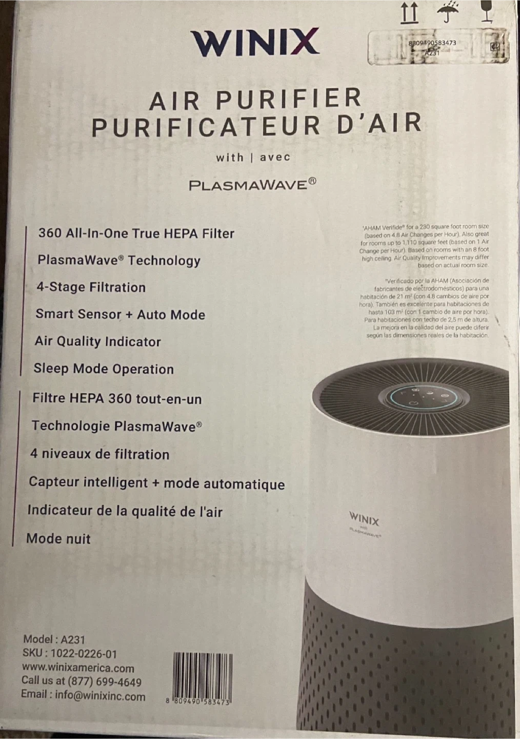 Winix A231 Air Purifier - Like New! - photo 2
