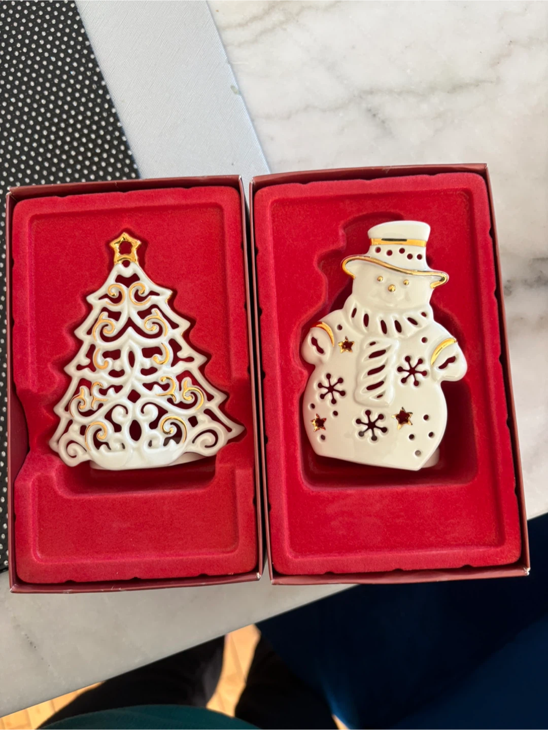 Two Lennox bright Christmas votives