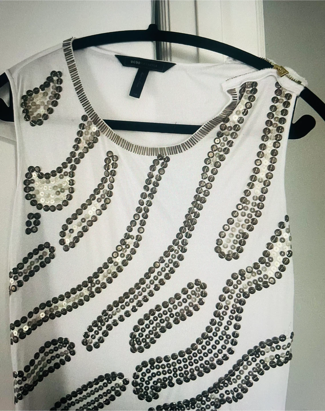 BCBGMAXAZRIA White Sequin Dress - Size XS