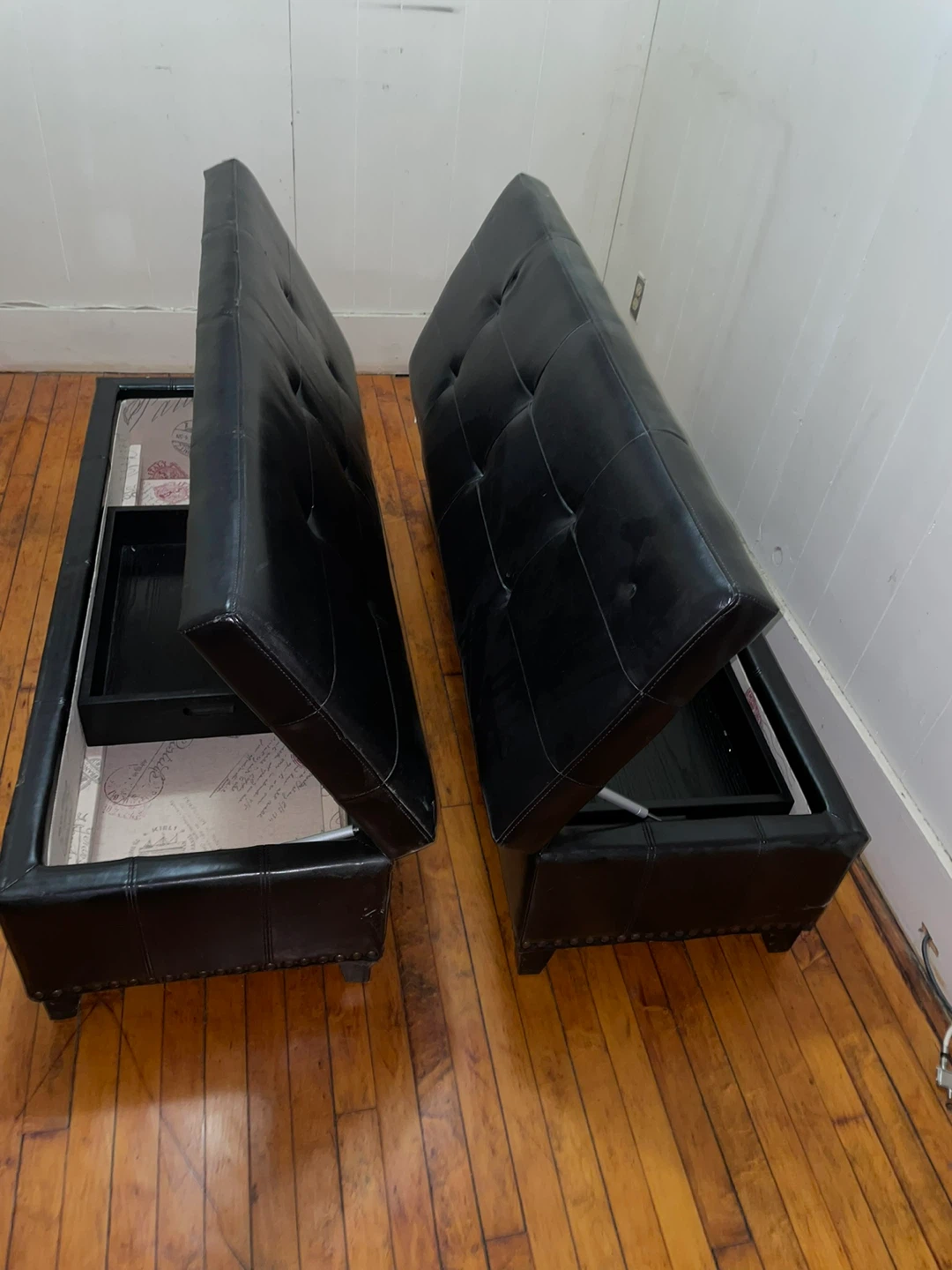 REAL LEATHER STORAGE BENCH - photo 3