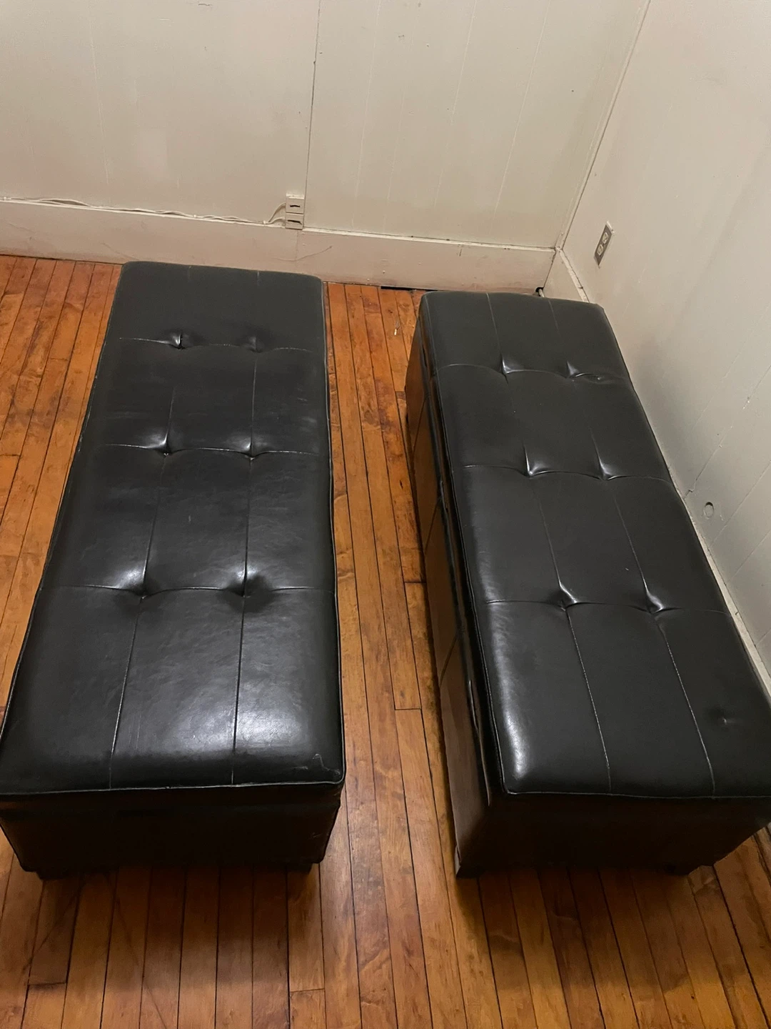REAL LEATHER STORAGE BENCH