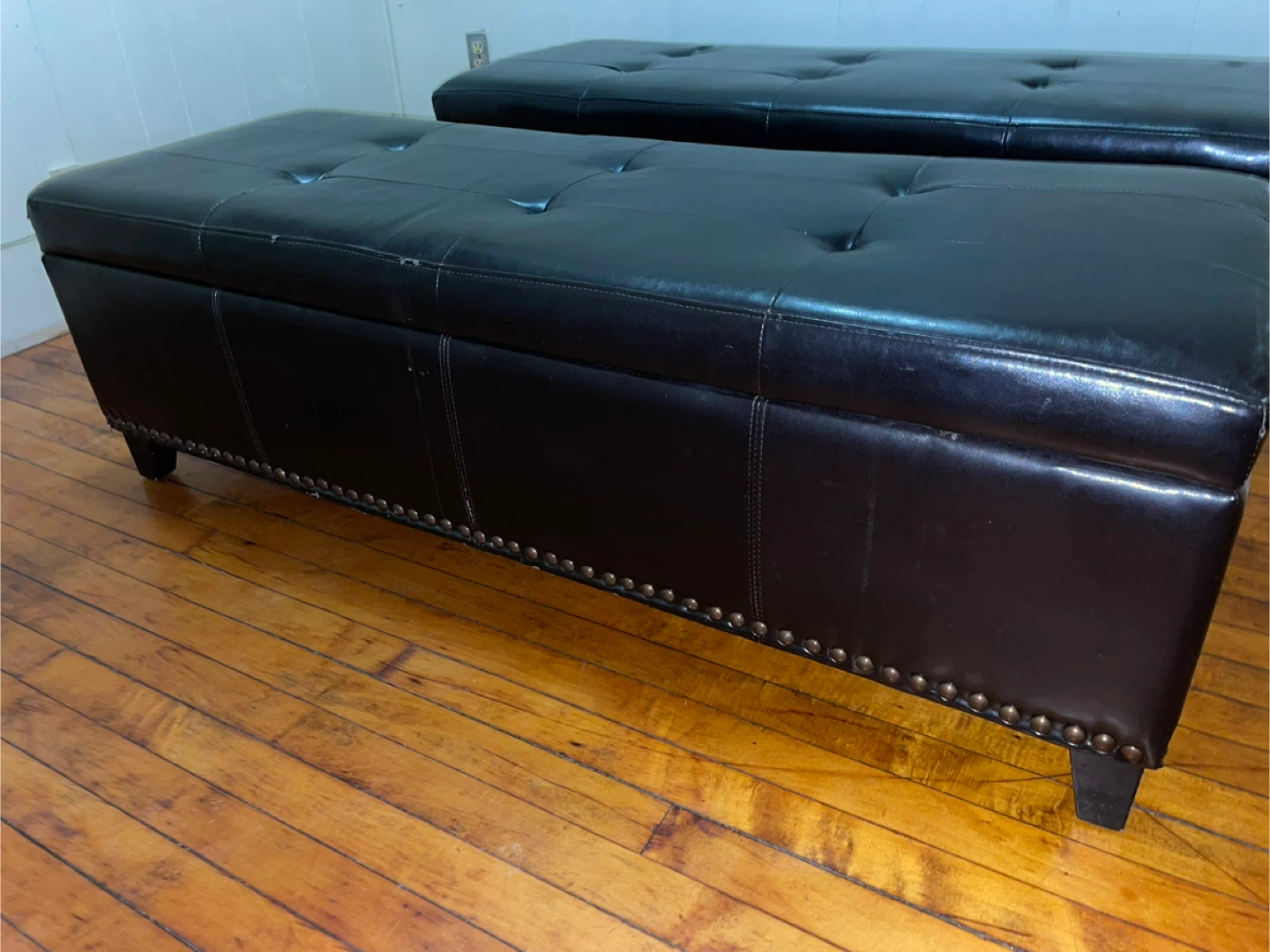 REAL LEATHER STORAGE BENCH - photo 2