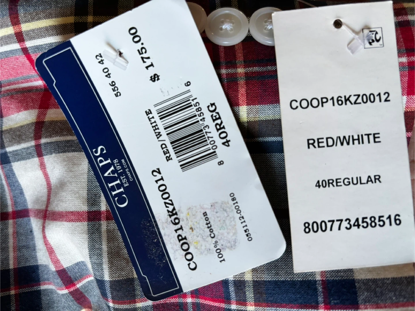 Chaps Red/White Plaid Preppy Blazer - Size 40R - photo 2