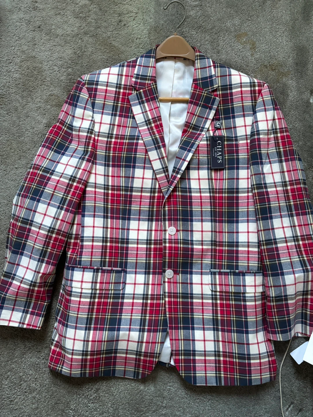 Chaps Red/White Plaid Preppy Blazer - Size 40R