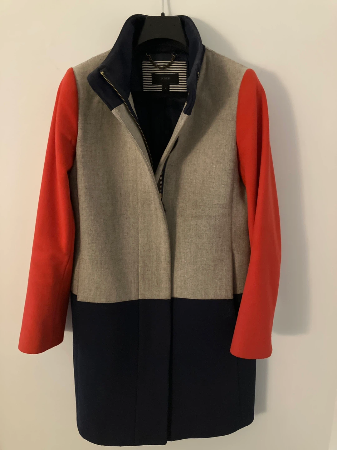 J.Crew Colour Block Wool Coat - Size 6