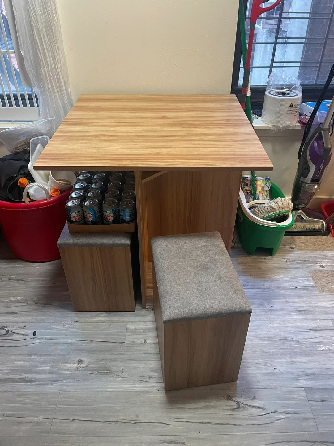 Wood Dining Table with Storage Benches - photo 2