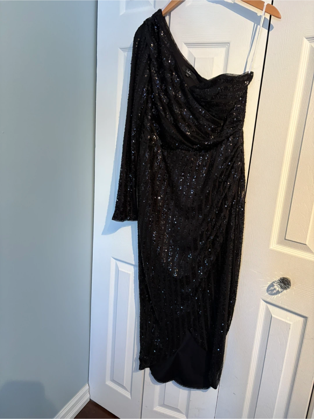 Lulus Black Sequin One-Shoulder Dress