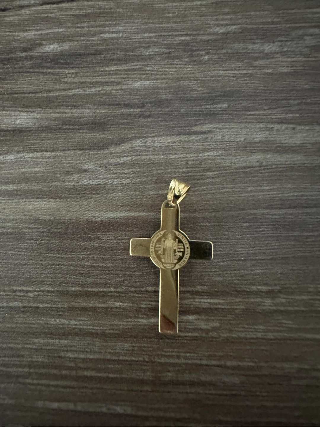 18k Real Gold Crucifix Saint Benedict Pendant - photo 2