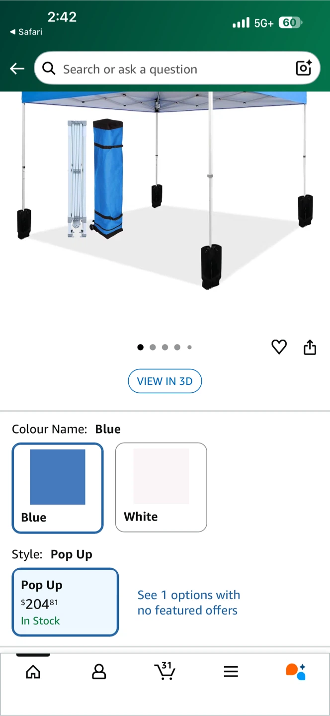 Amazon Basics Blue Outdoor Pop Up Canopy 10x10 - NEW - photo 4