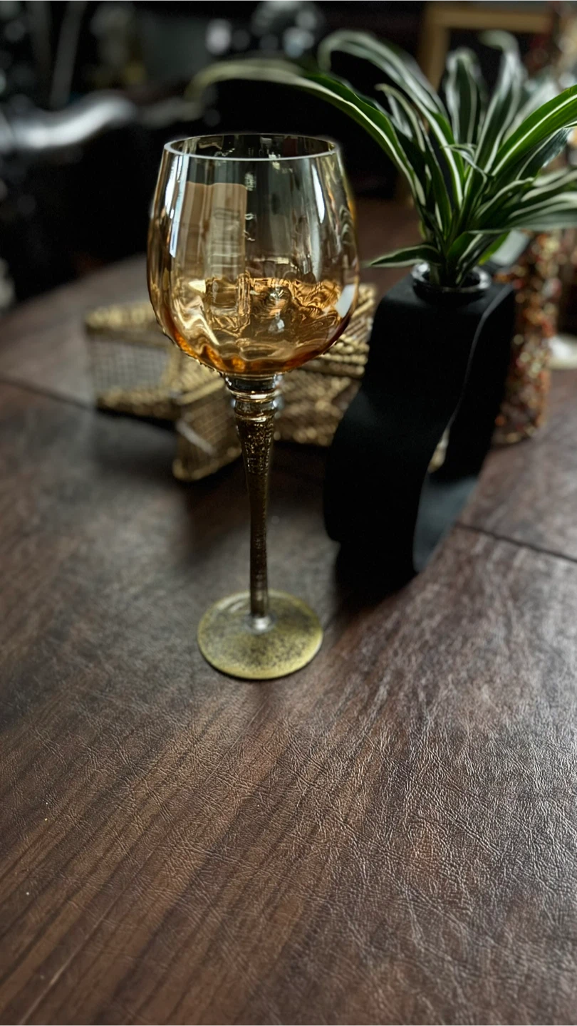 Amber Optic Glass Votives with Gold Fleck Stems - photo 3