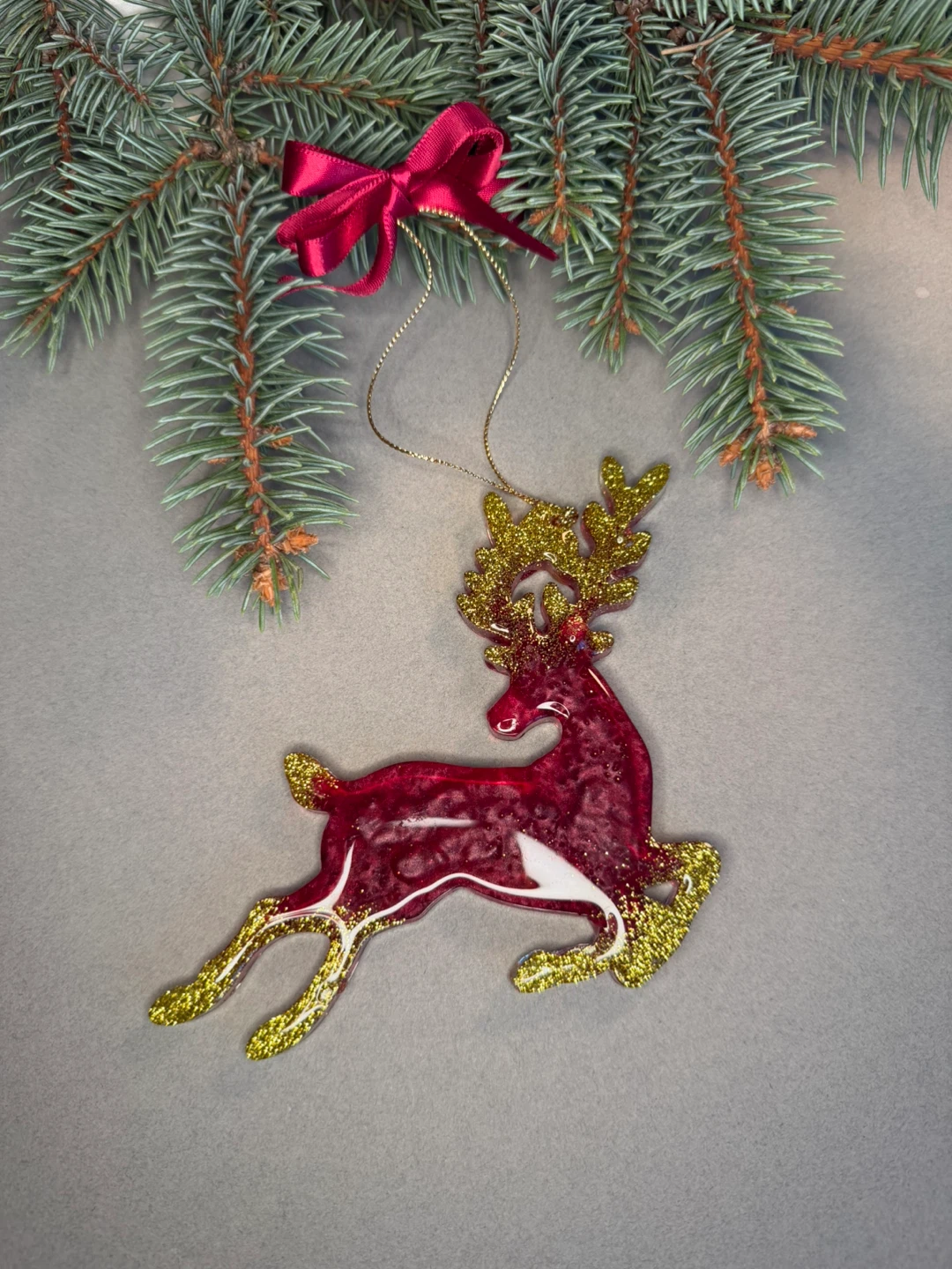 Handmade Resin Christmas Reindeer Ornaments (Set of 5) - photo 5