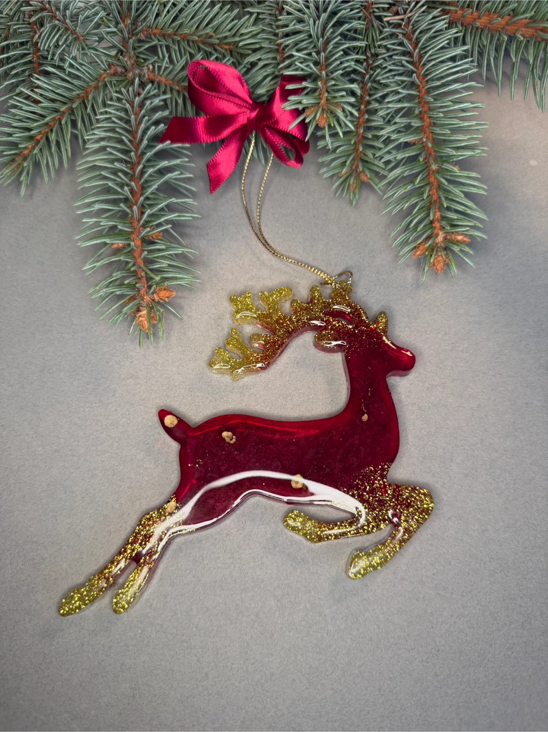 Handmade Resin Christmas Reindeer Ornaments (Set of 5) - photo 4