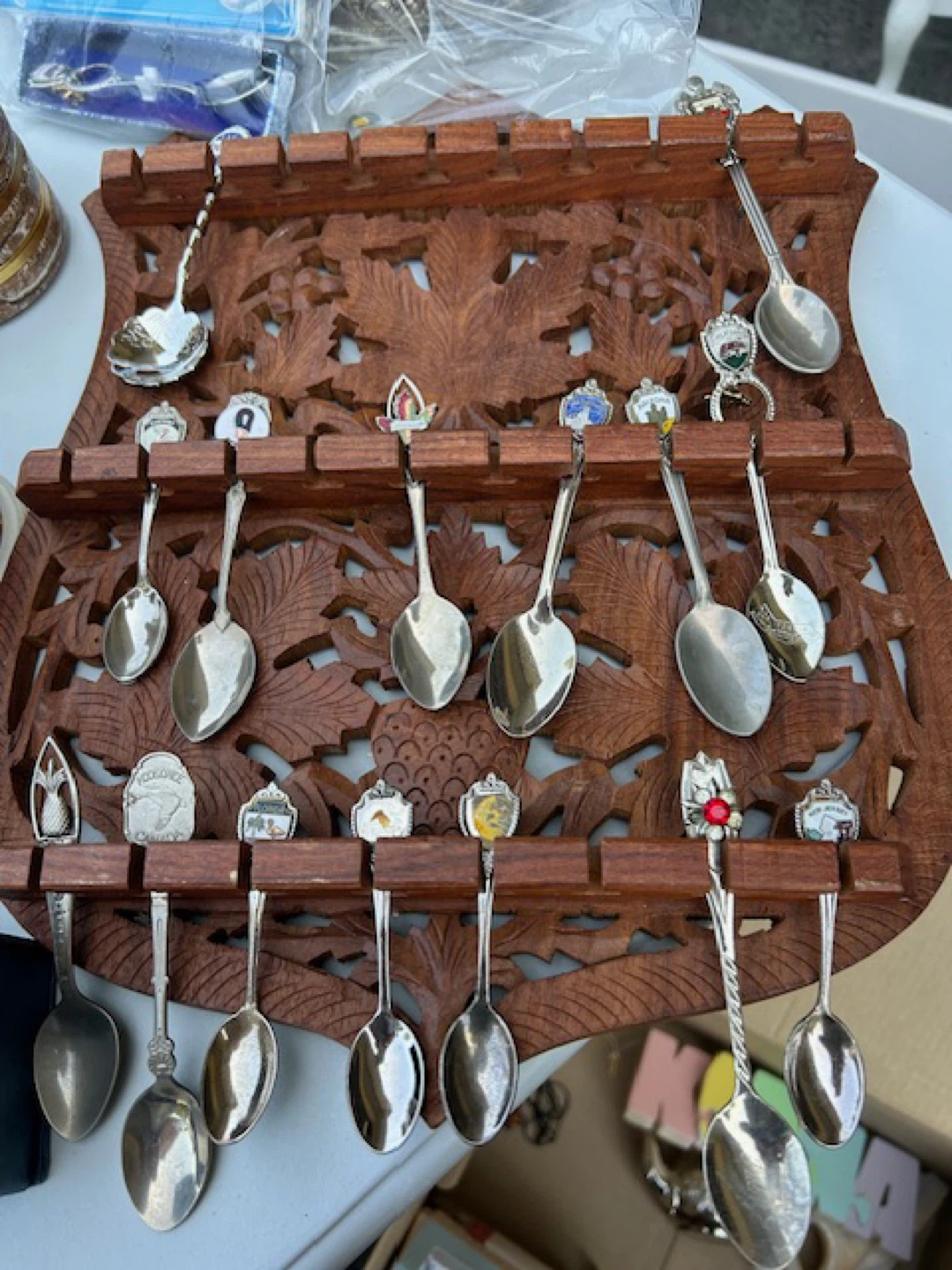 Souvenir Spoon Collection with Wooden Display Rack - photo 4