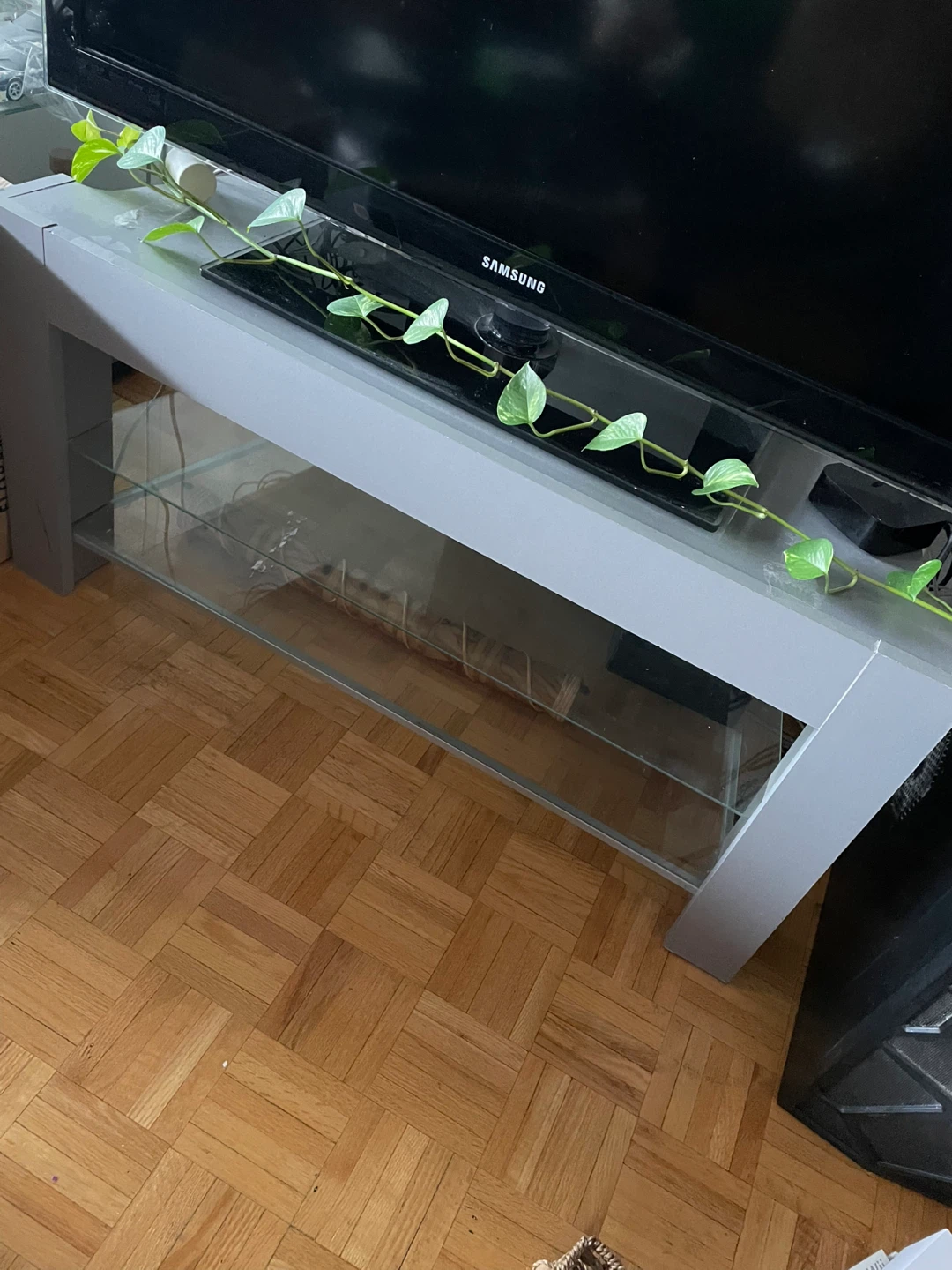 IKEA TV Stand with Glass Shelves