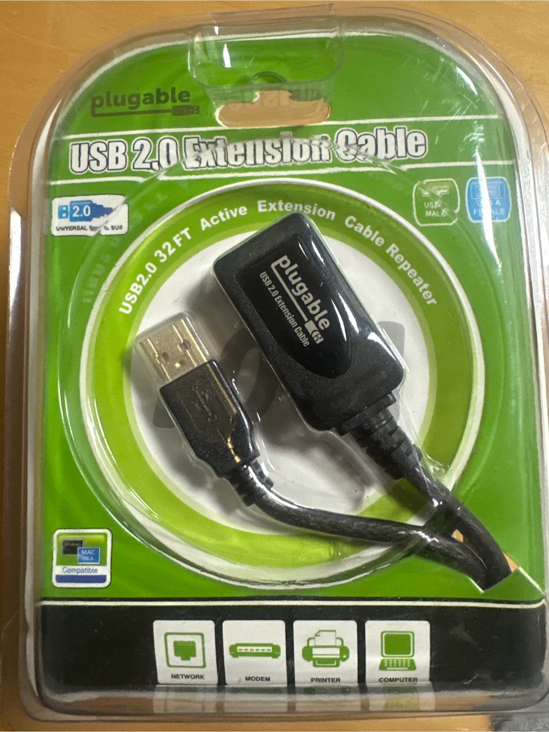 New Plugable USB 2.0 Extension Cable 32FT