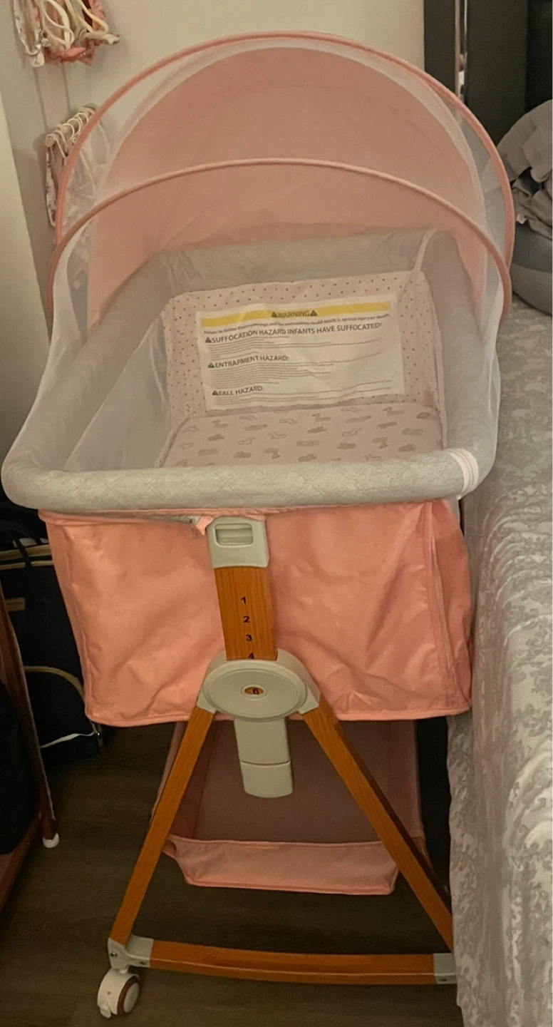 Pink Baby Bassinet with Canopy