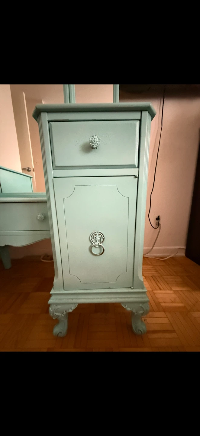 Vintage Vanity Desk with Mirror, Light Blue - photo 5