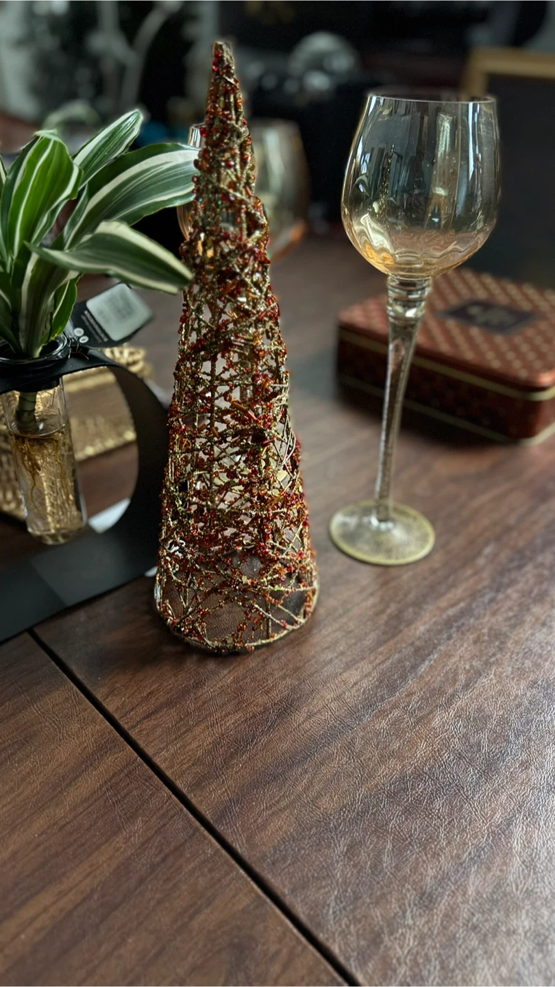 Pier 1 Decorative Beaded Christmas Tree Cone - photo 3