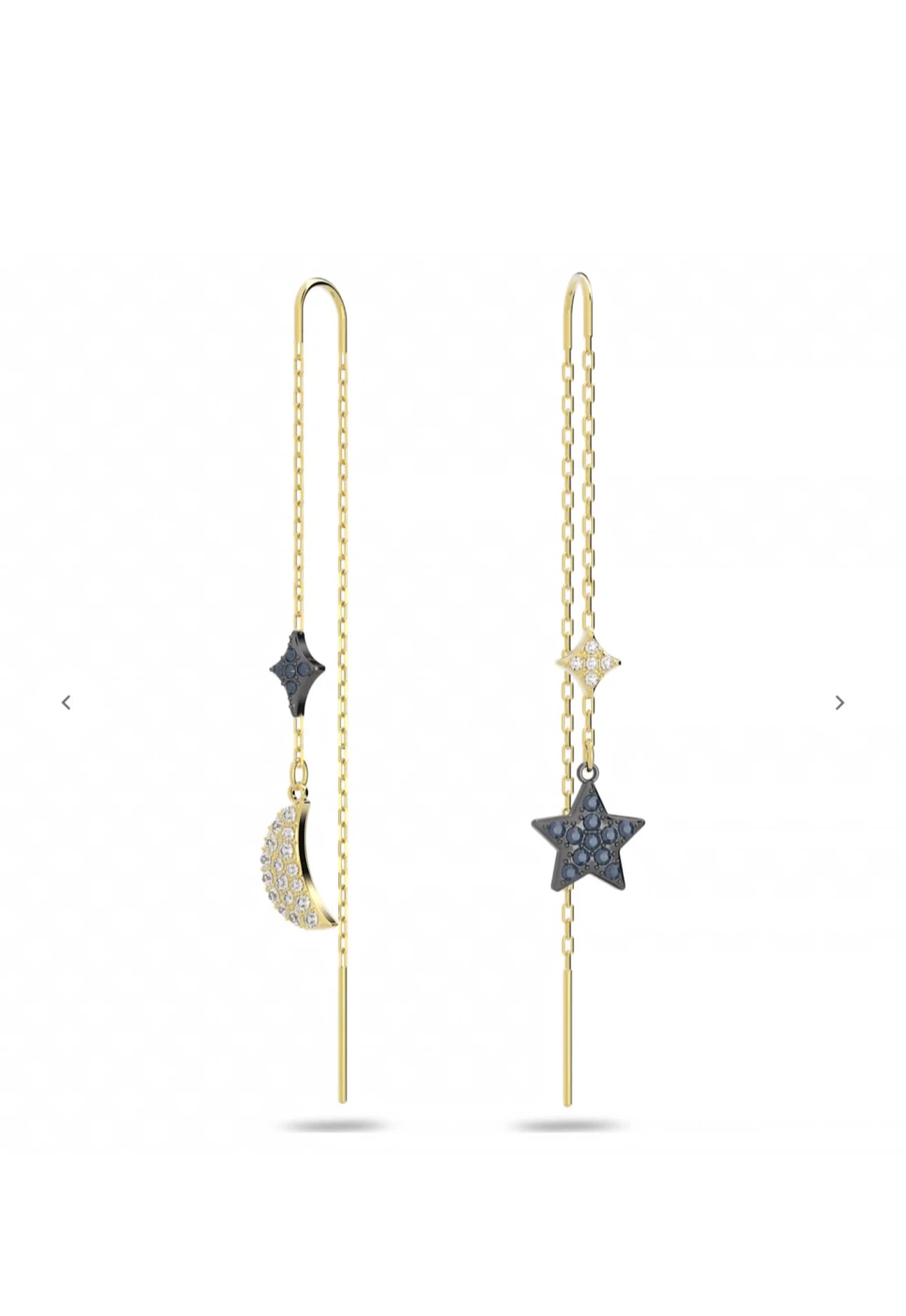 Swarovski Gold Tone Moon & Star Drop Earrings - New - photo 3