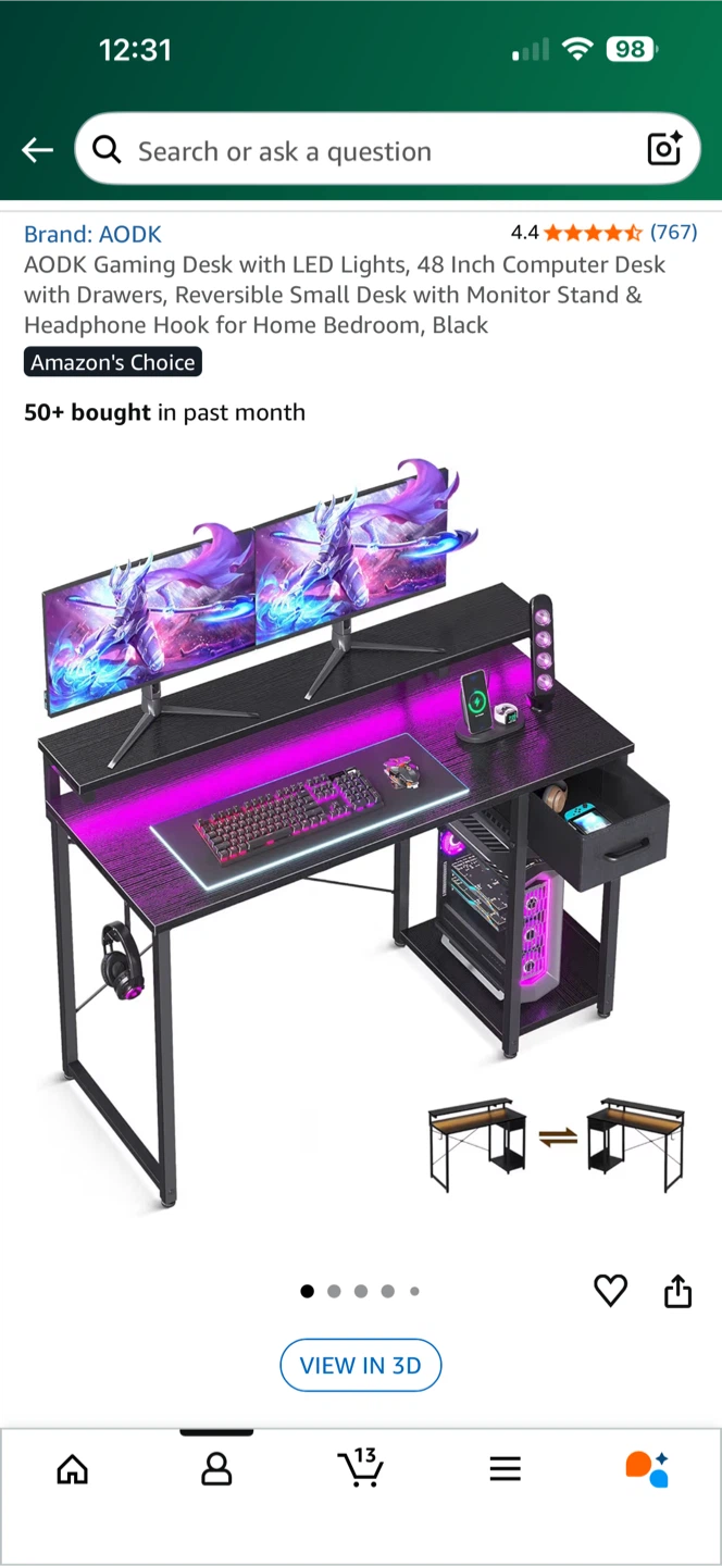 AODK Gaming Desk, Black, PLUS Extras read info - photo 2