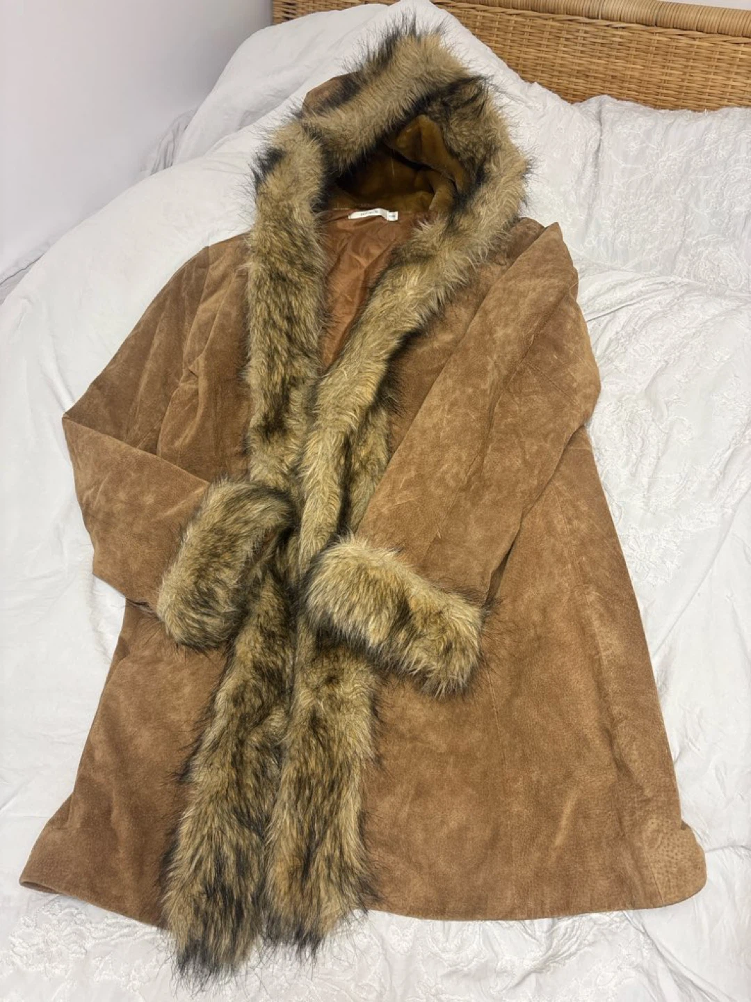 Ricki's Brown Faux Suede & Fur Trim Coat - photo 2