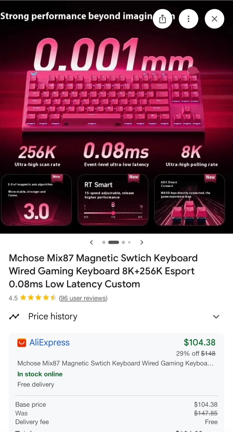 Mchose Mix 87 Magnetic Switch Gaming Keyboard