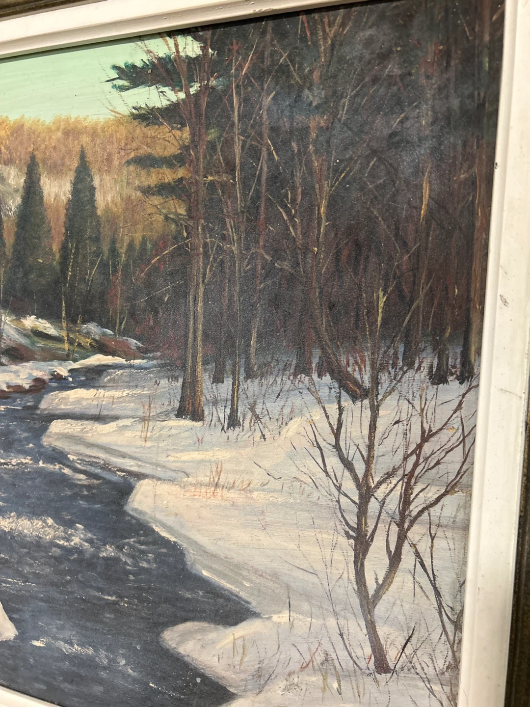 Vintage Framed Winter Landscape Painting - photo 3