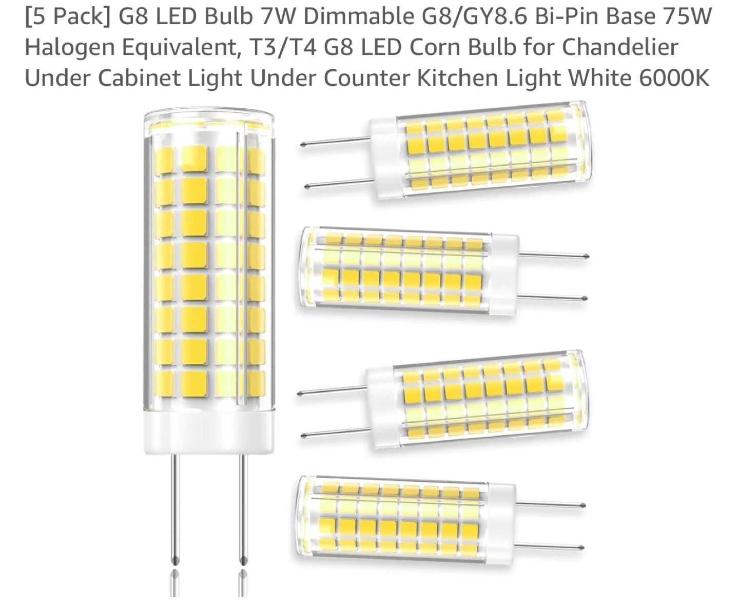 G8 LED Bulb 7W Dimmable - 5 Pack