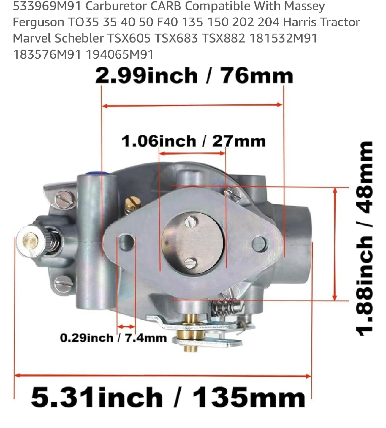 Carburetor CARB for Massey Ferguson Tractor - photo 5