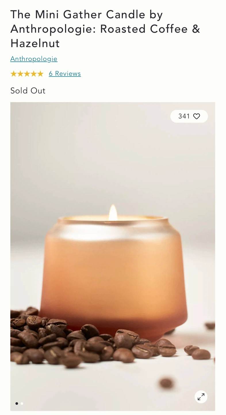 Anthropologie Mini Gather Candle - Roasted Coffee & Hazelnut