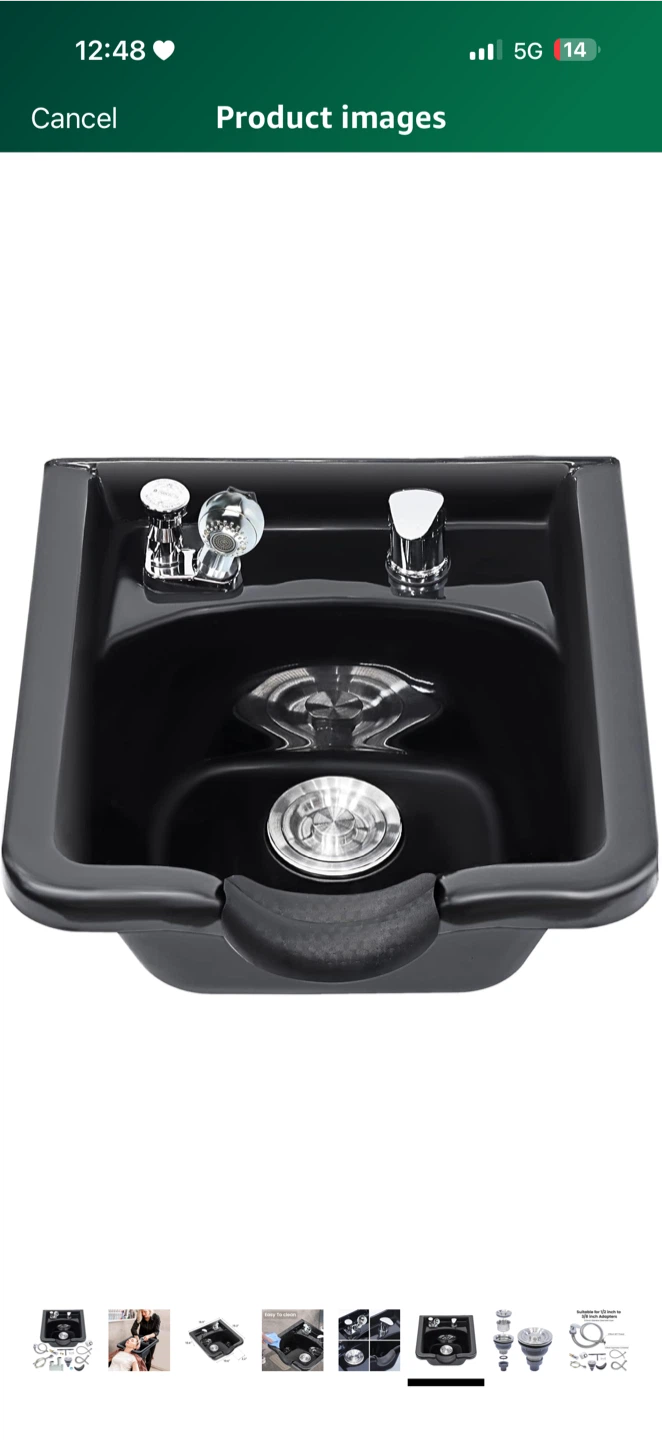 Salon Shampoo Bowl Black w/ Fixtures - photo 5
