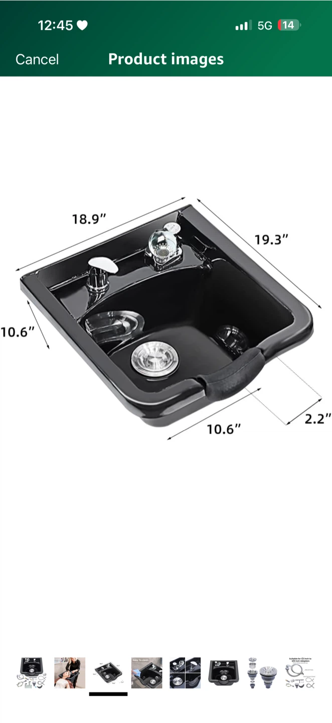 Salon Shampoo Bowl Black w/ Fixtures - photo 3