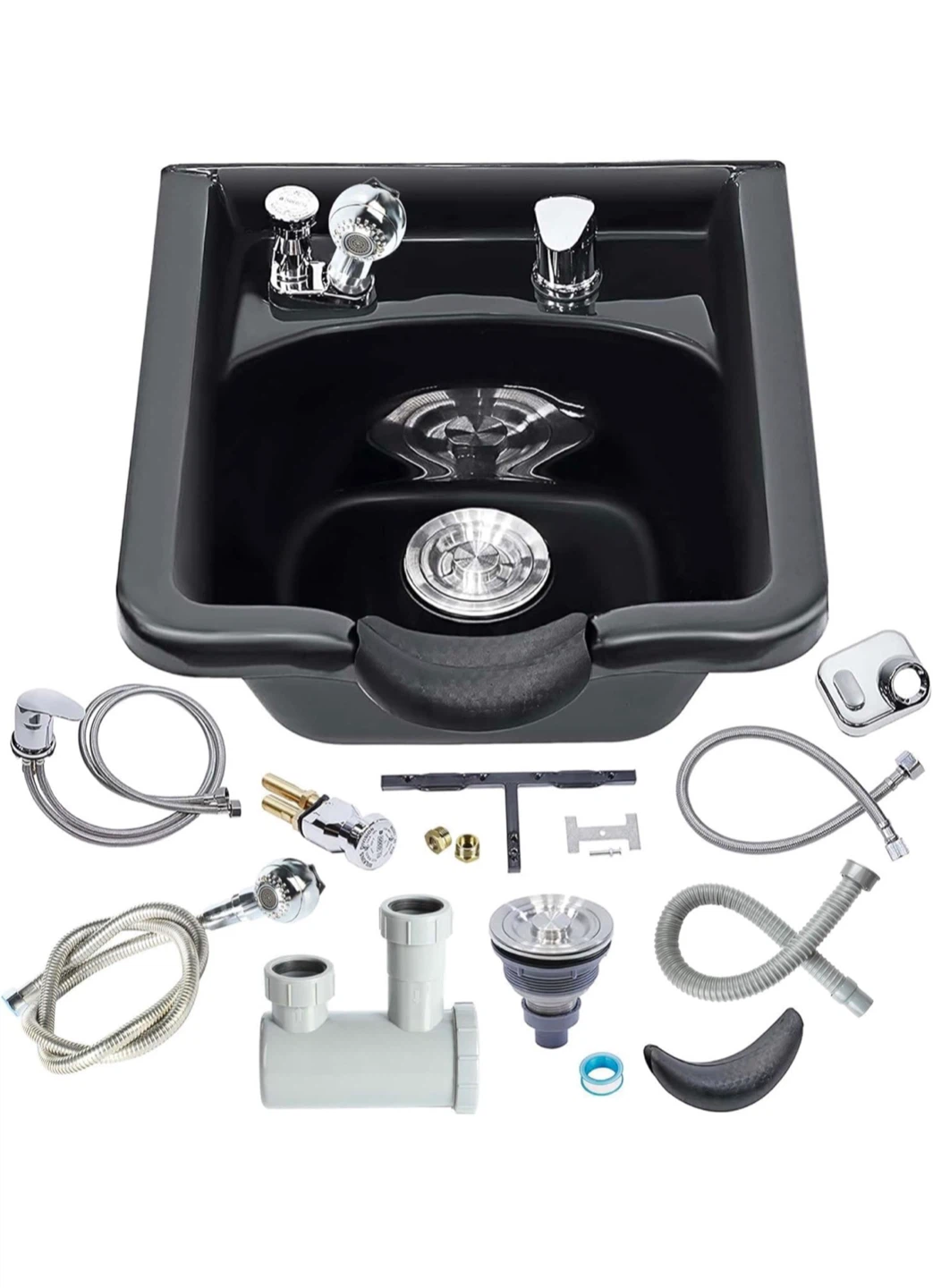 Salon Shampoo Bowl Black w/ Fixtures