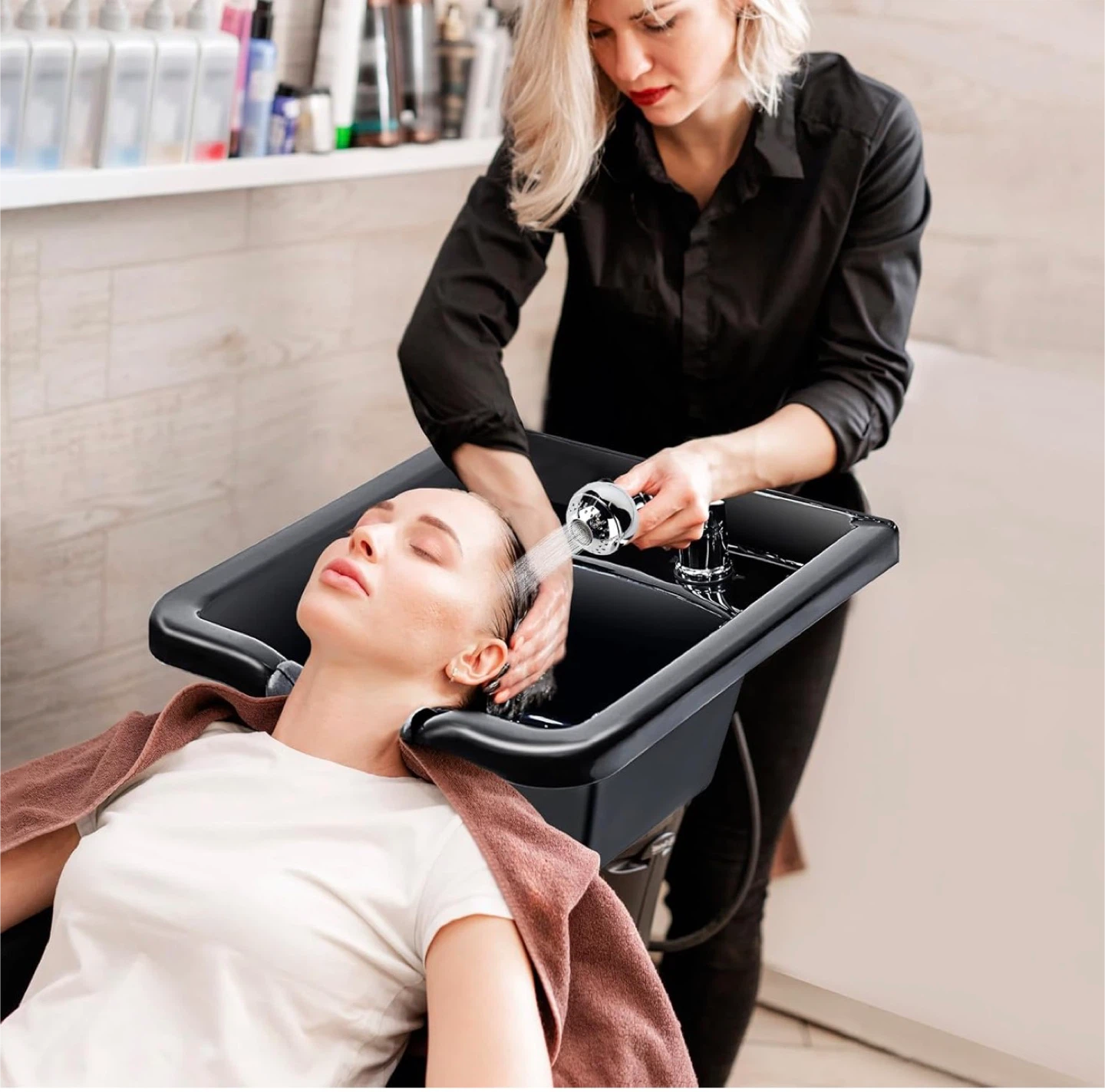 Salon Shampoo Bowl Black w/ Fixtures - photo 2