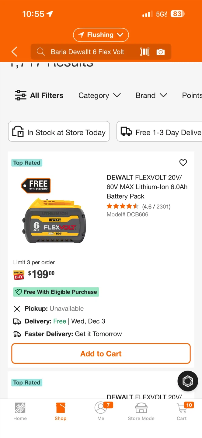 DEWALT FLEXVOLT 20V/60V MAX 6.0Ah Battery Pack DCB606