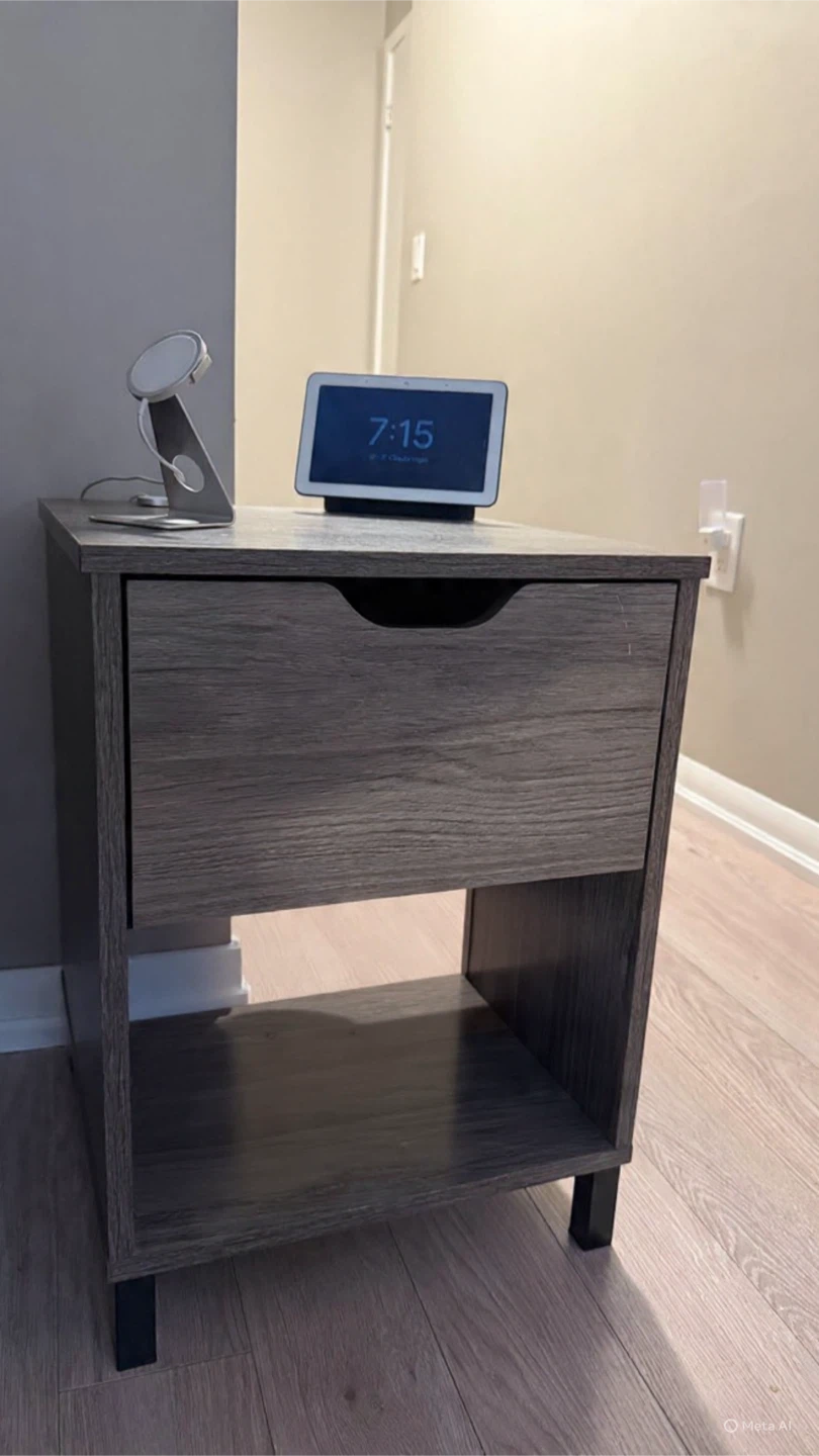 Wood Nightstand with Drawer & Shelf (MagSafe stand) - photo 2