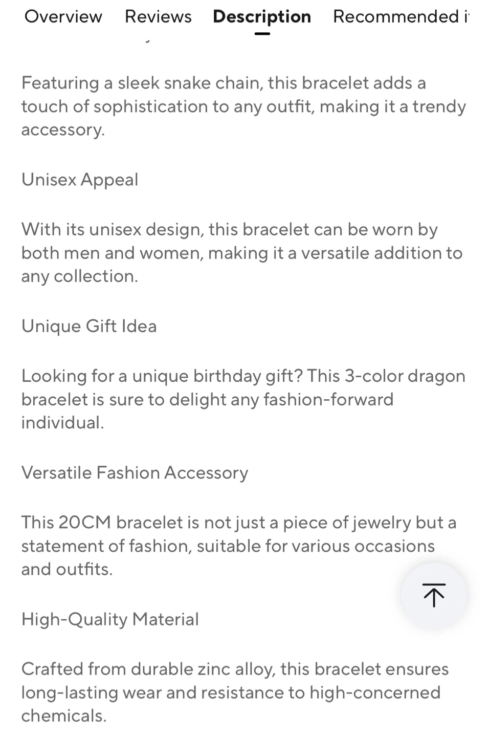 Dragon Bracelet - Unisex, 20cm, Zinc Alloy - photo 2