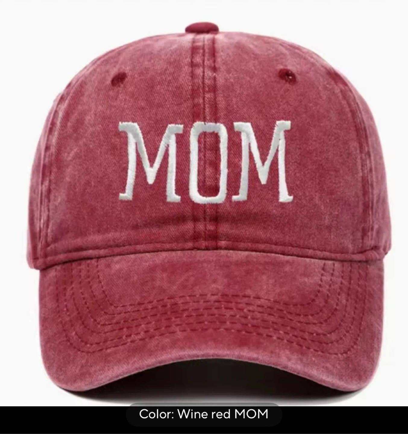 Wine Red "MOM" black DAD Baseball Cap - photo 3